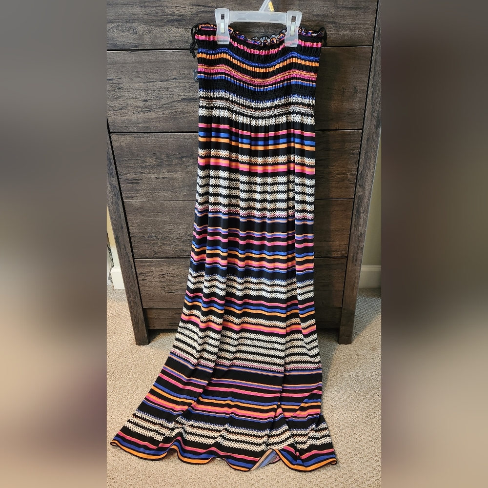 Ladies Espresso striped maxi dress, size Large